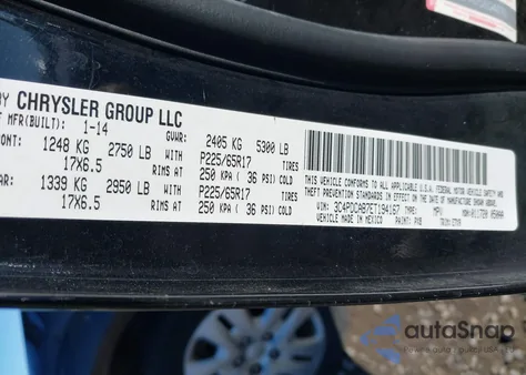 2014 Dodge Journey Se z USA, uszkodzony, nr VIN 3C4PDCAB7ET194167